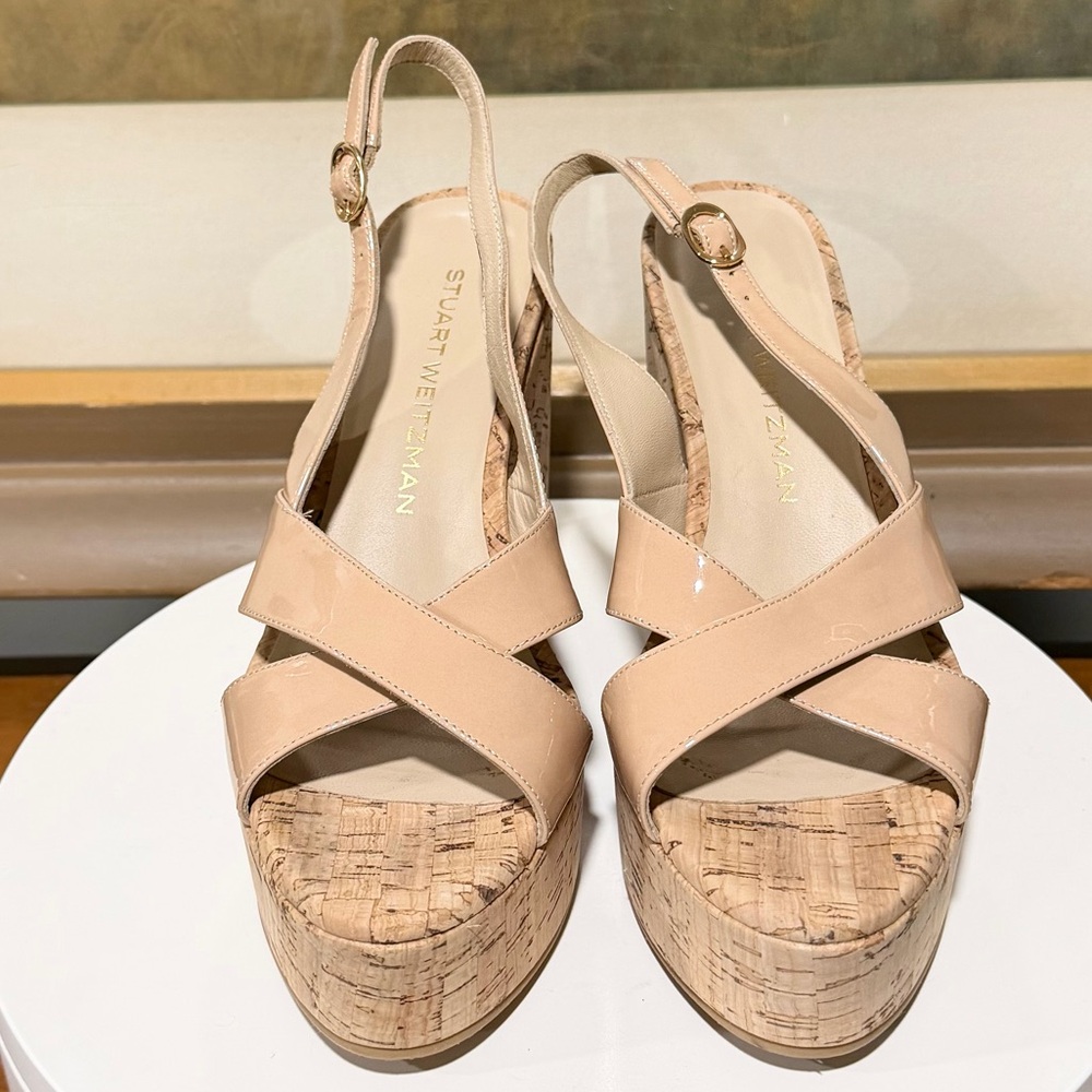 🌹STUART WEITZMAN🌹 Dayna Slingback Wedge Adobe Beige Size: 7.5B - Picture 7 of 12